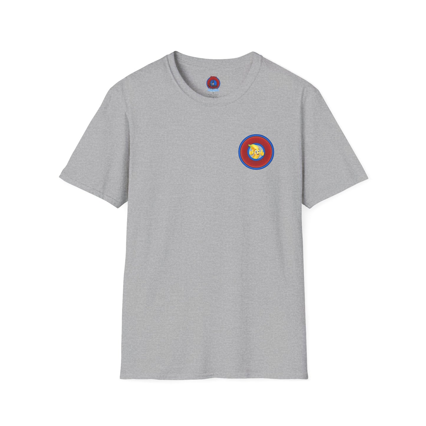 Classic Donut Tee - Unisex Soft-Style - "Dis sheet, it's bananas!" - series 1.0 - variant 6 - traditional red/blue donut