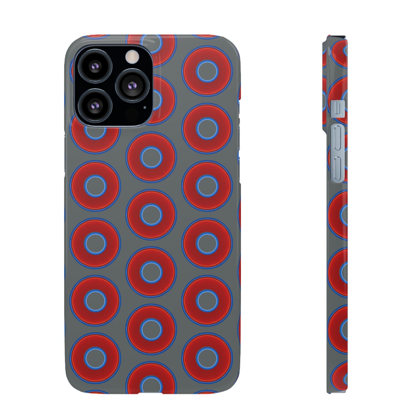 Lumpy Donut Snap Case - red vivid donut print w/dark gray background