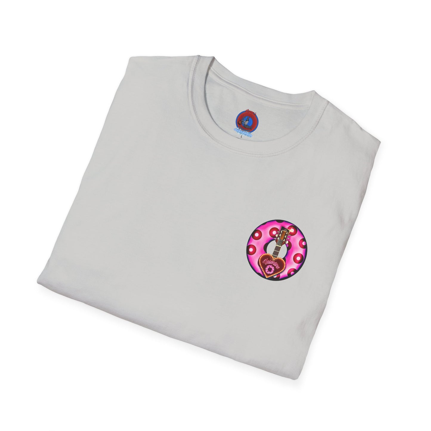 Classic Donut Tee - Unisex Soft-Style - "Would You Be My Donut?" - paradoxical bubblegum pink/red donut - variant 2