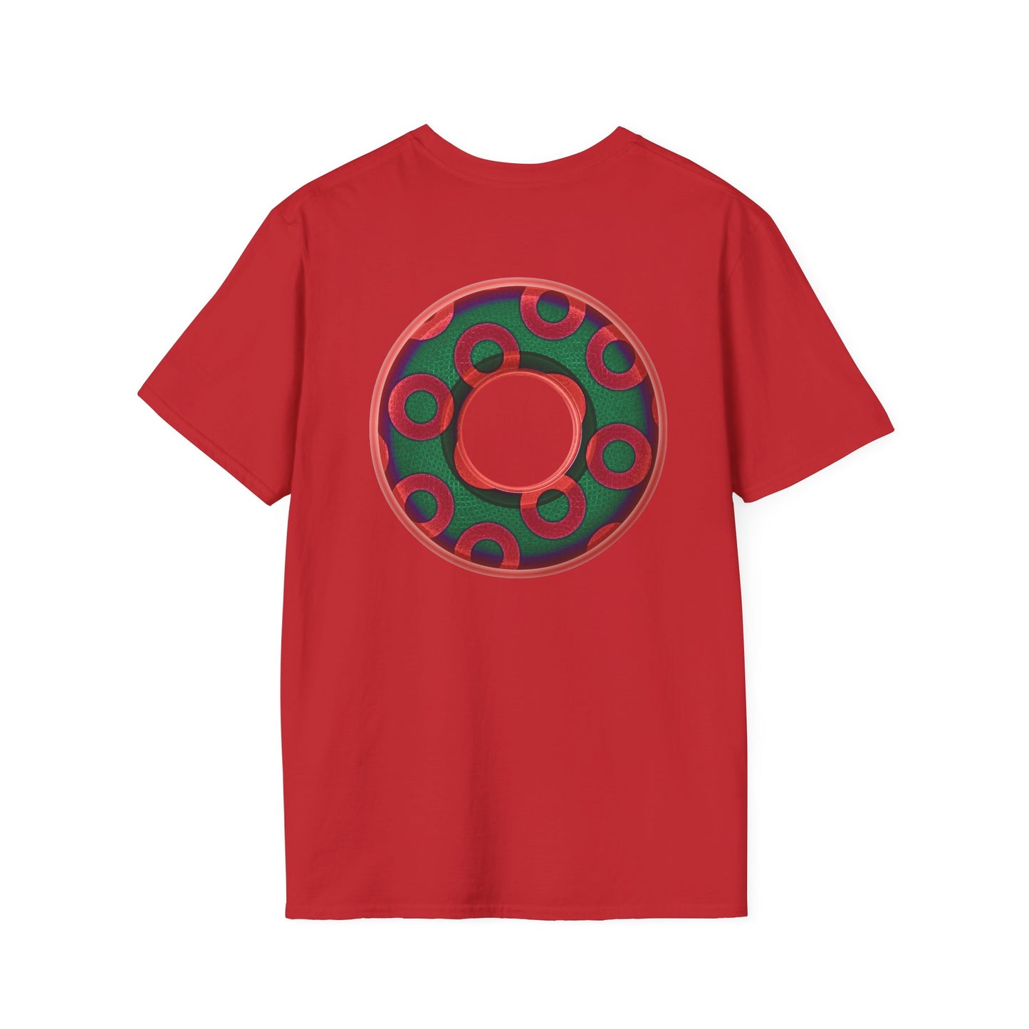 Plain Donuts/Unisex Soft-Style - "Plain Rustic Paradoxical Donuts" - green/red donuts