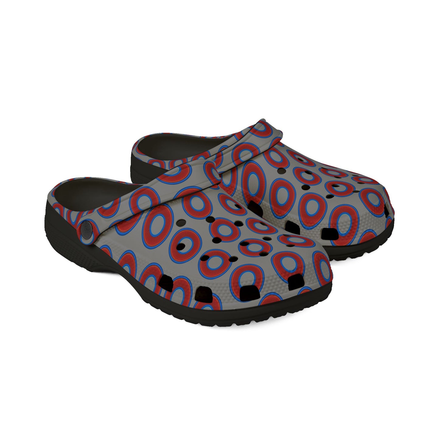 Spatchcocks - donut slip-on shoes - red rustic donuts w/gray background [unisex]