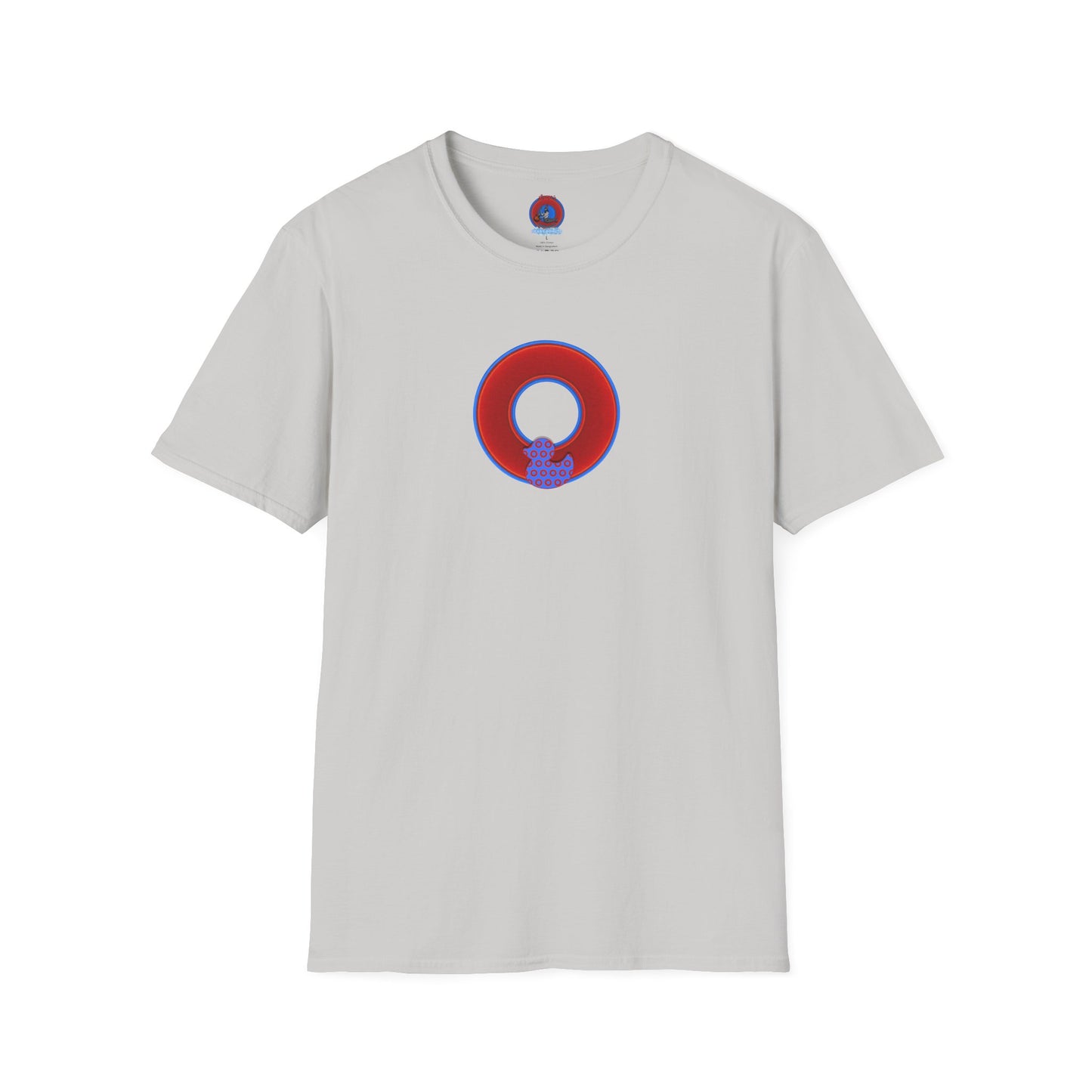 Classic Donut Tee - Unisex Soft-Style - "Rubber Ducky Bath Time Donut" - vivid red/blue donut - variant 1