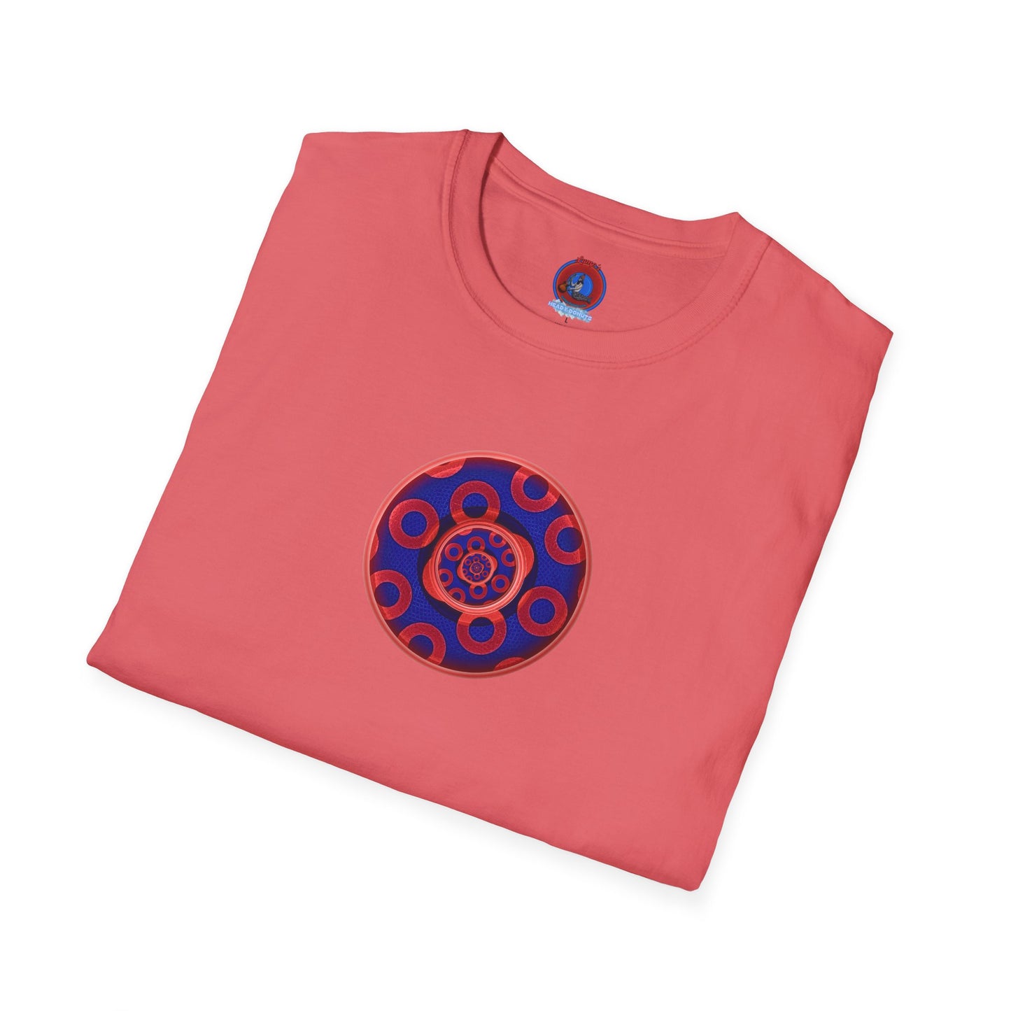 Classic Donut Tee - Unisex Soft-Style - "Kaleidoscope Abyss of Donut" - paradoxical print - variant 2 - series 1.0 - donut vortex - red/blue