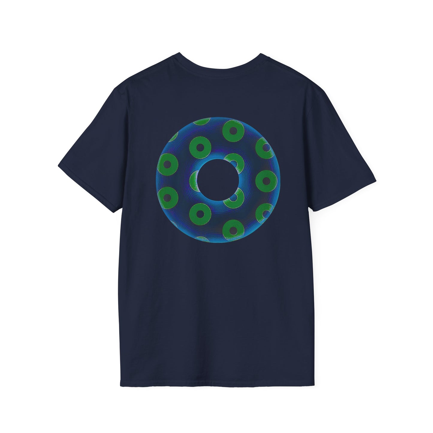 Plain Donuts/Unisex Soft-Style - "Plain Blimpy Paradoxical Donuts" - dark blue/lime green donuts