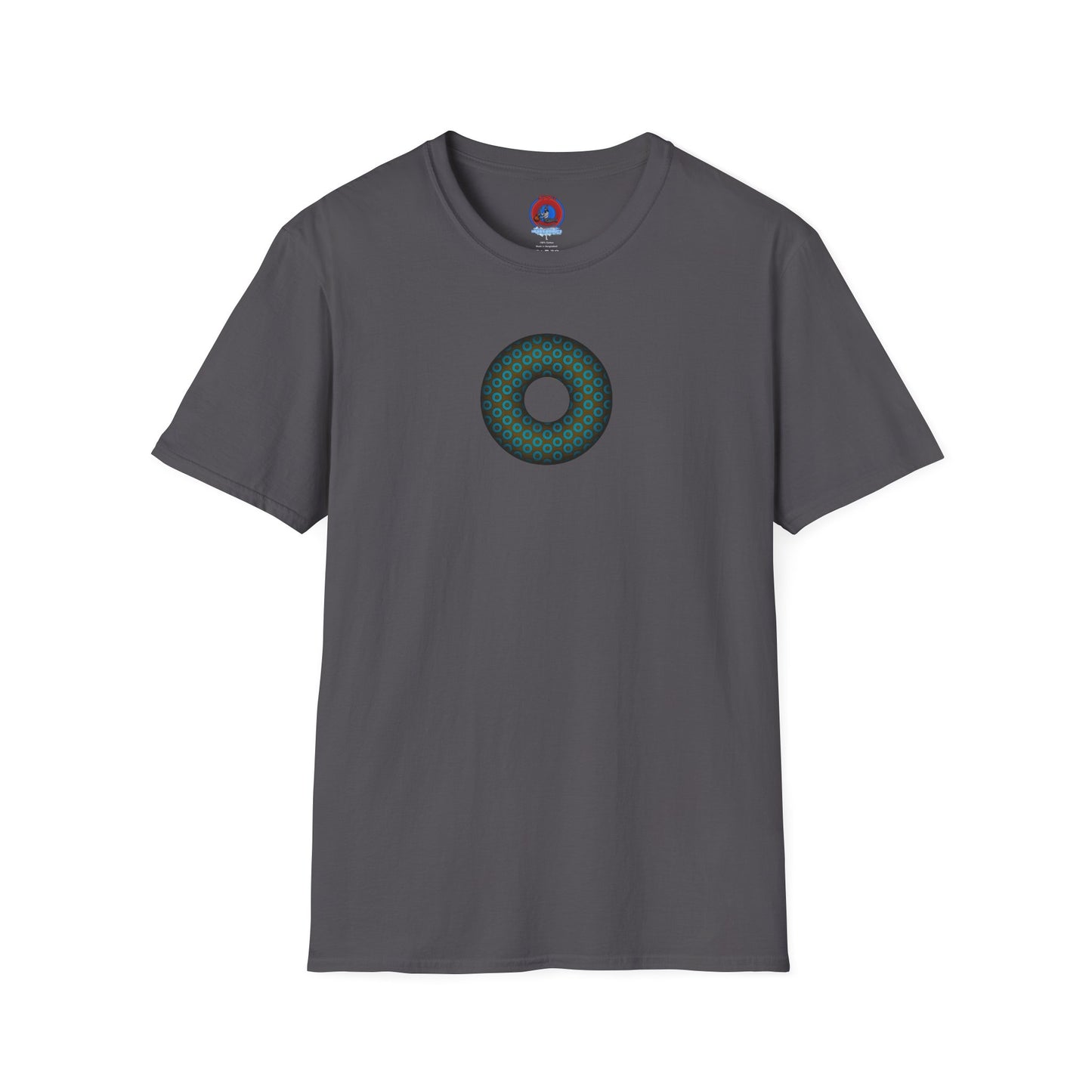 Plain Donuts/Unisex Soft-Style - "Plain Paradoxical Grided Donuts" - teal/brown donuts