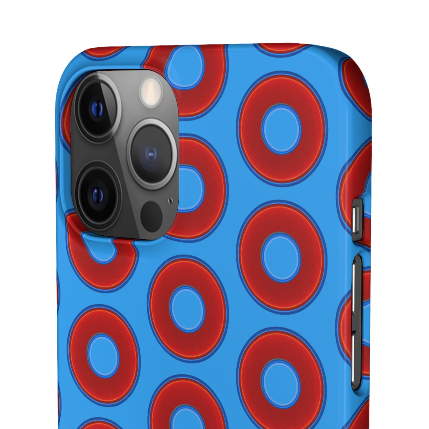 Lumpy Donut Snap Case - red vivid donut print w/sky royal blue background