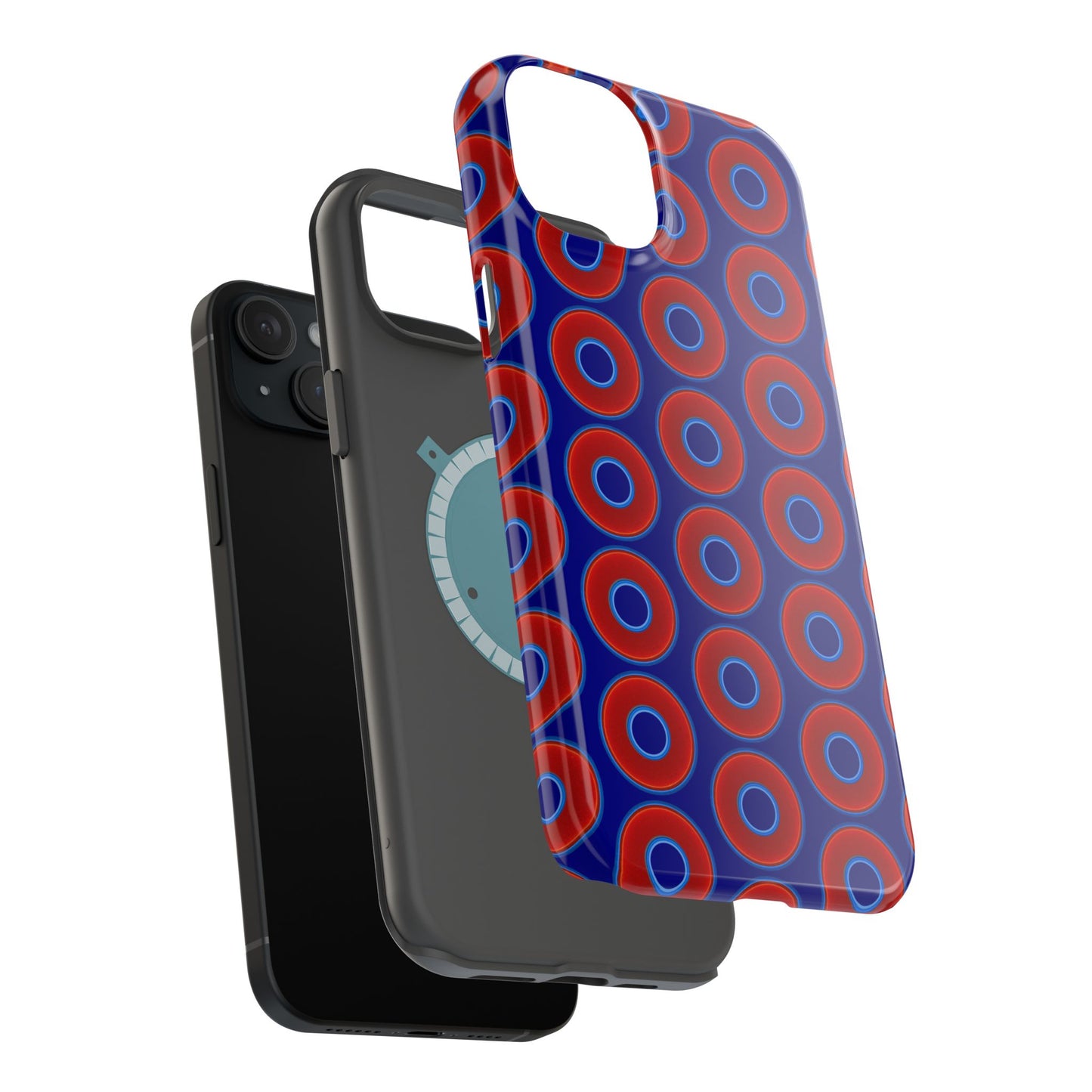 Magnetic Tough Donut Case - red vivid donut print w/vivid navy blue background