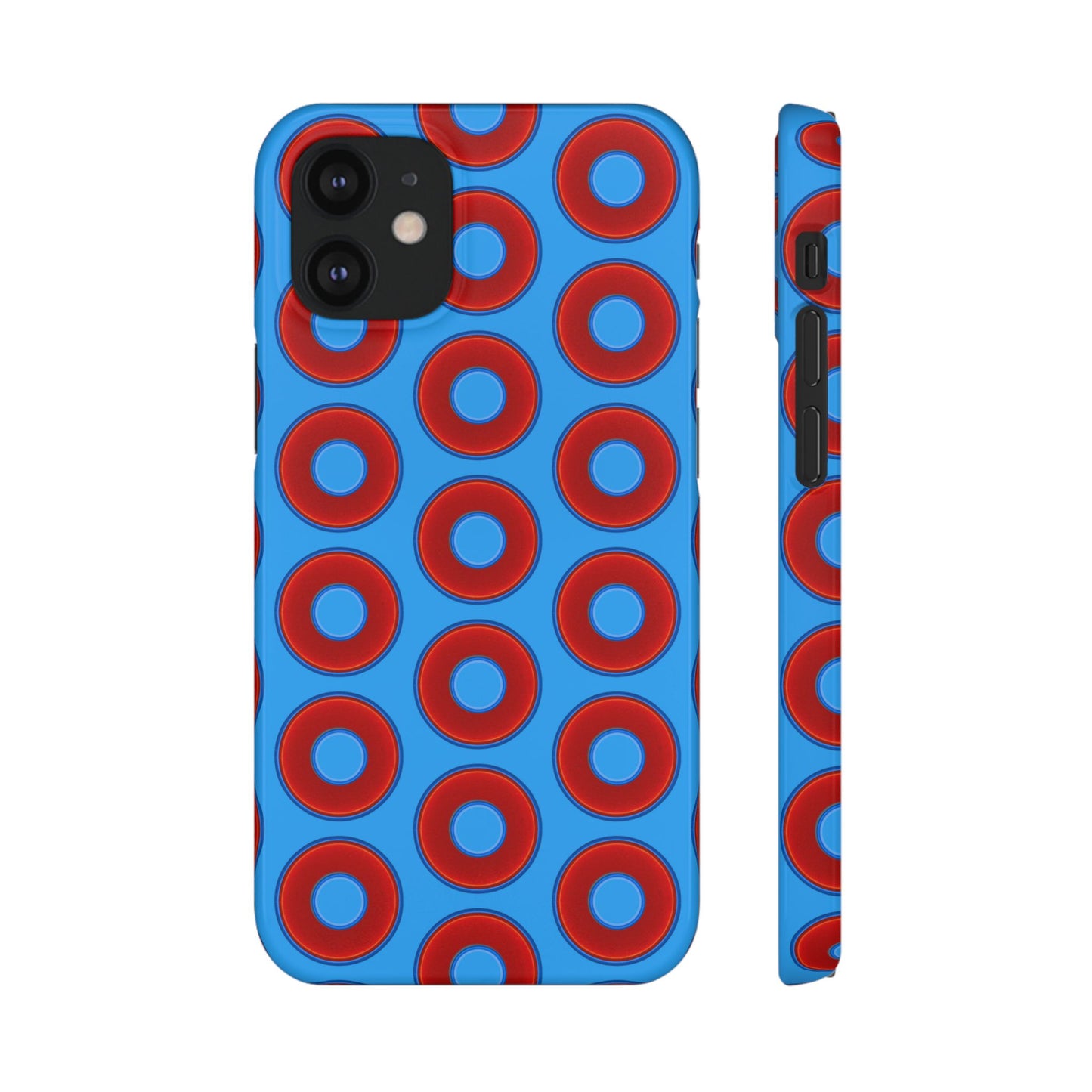 Lumpy Donut Snap Case - red vivid donut print w/sky royal blue background