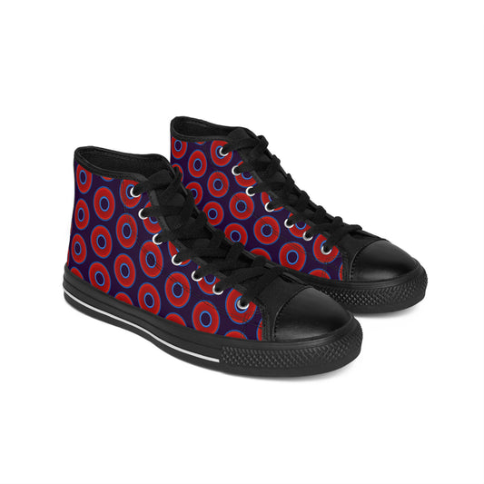 Men's Cushiony Convectors - High Tops - red vivid donuts w/dark purple background