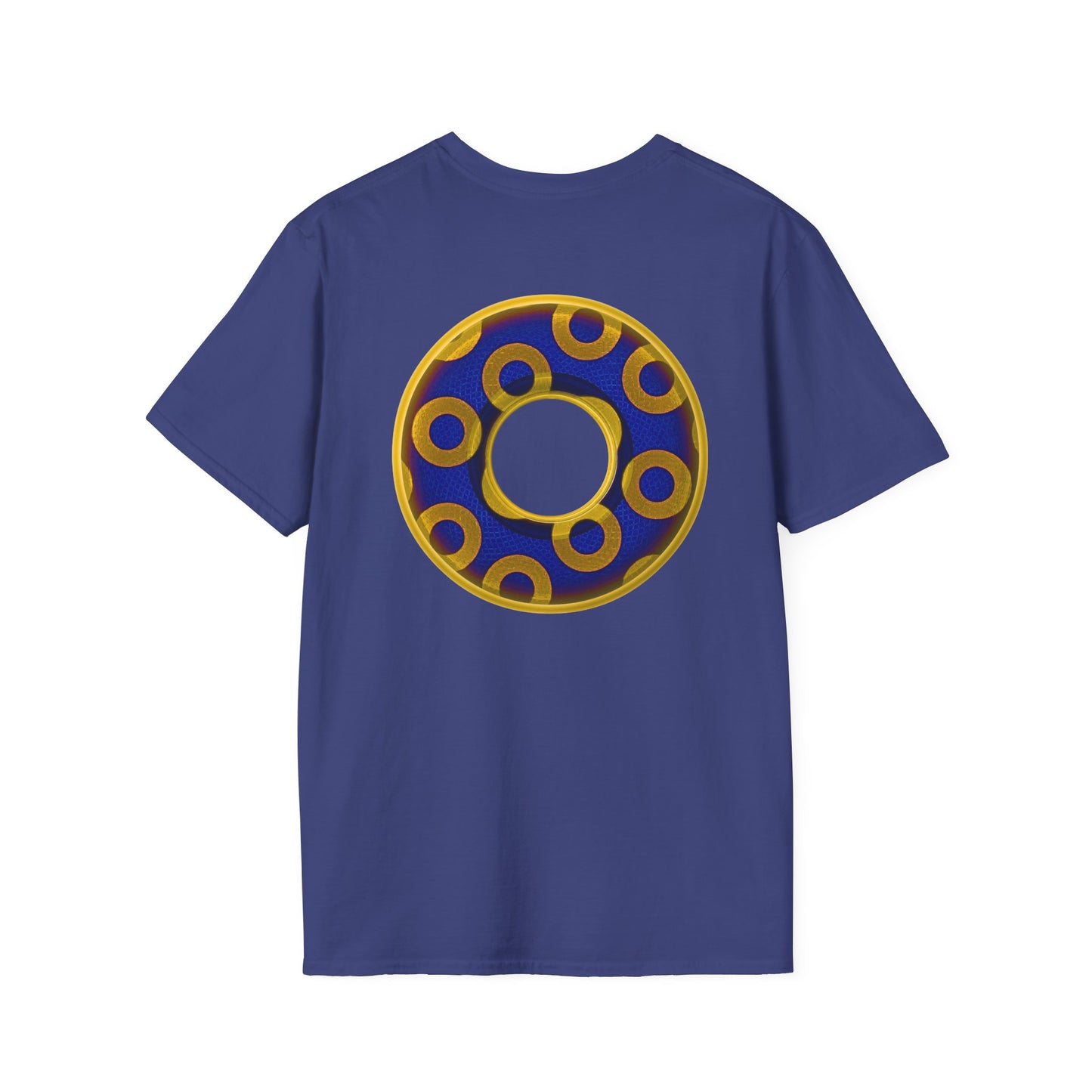 Plain Donuts/Unisex Soft-Style - "Plain Rustic Paradoxical Donuts" - yellow/dark blue donuts