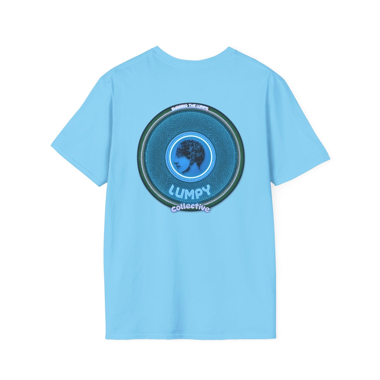 Classic Donut Tee - Unisex Soft-Style - "Lumpy Collective Donut" - aquamarine blue/green lumpy donut - variant 3