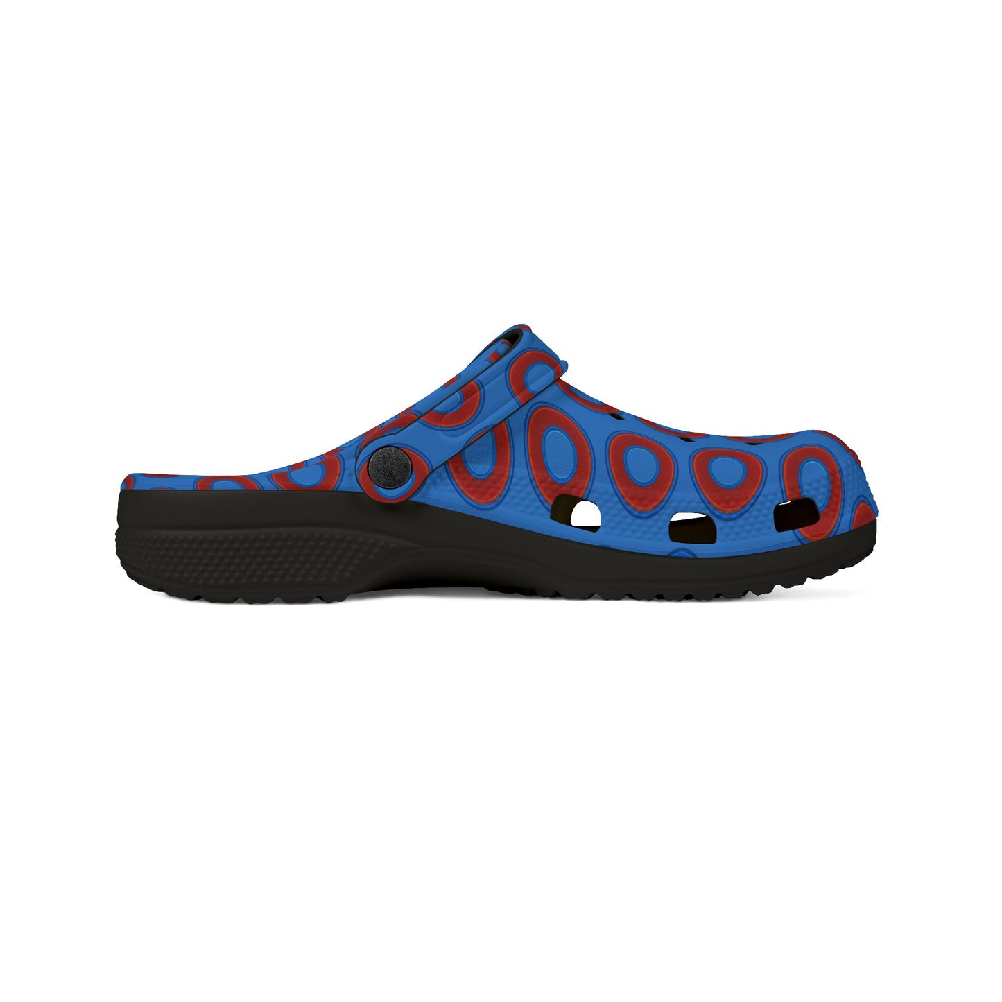 Spatchcocks - donut slip-on shoes - red rustic donuts w/light royal blue background [unisex]