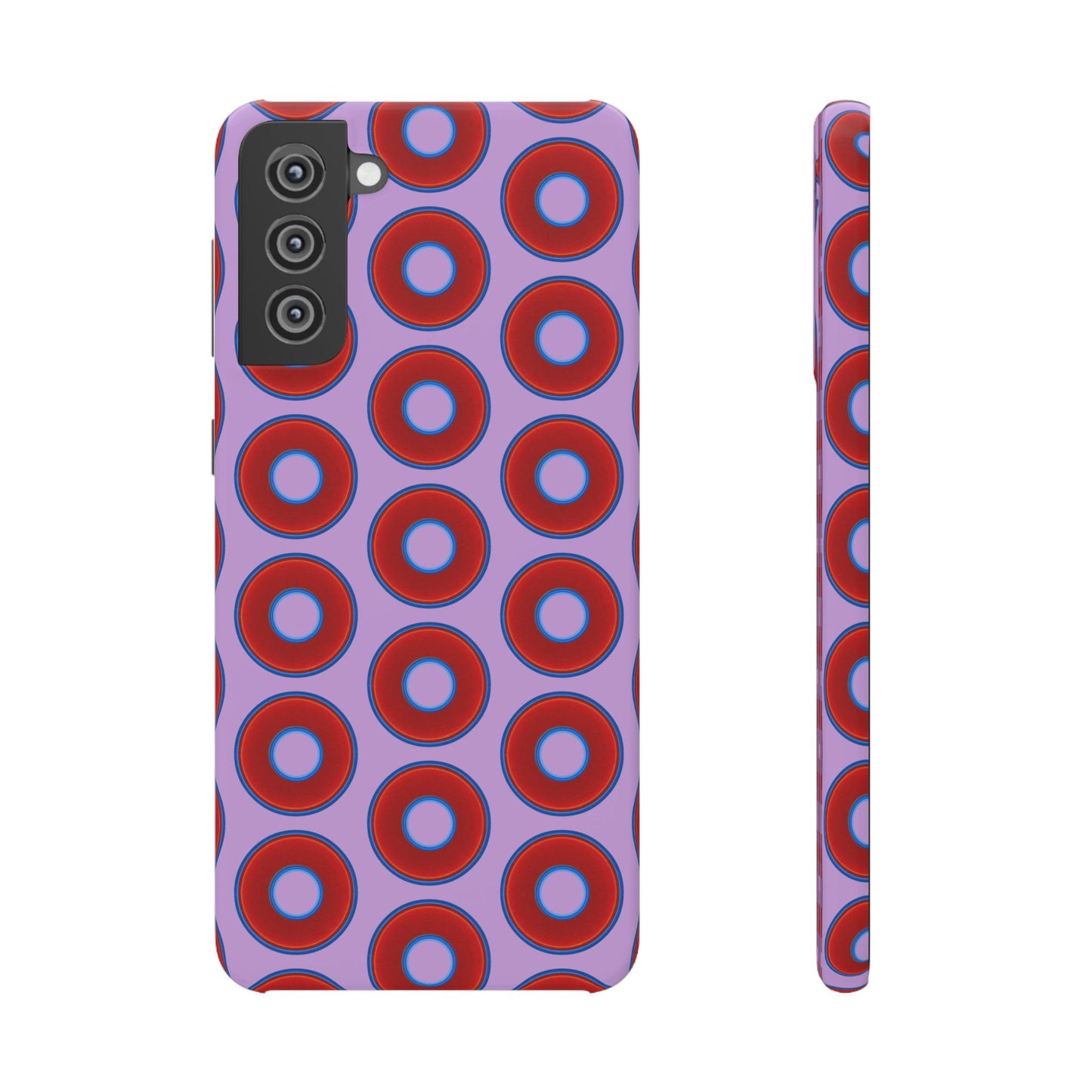 Lumpy Donut Snap Case - red vivid donut print w/wisteria purple background