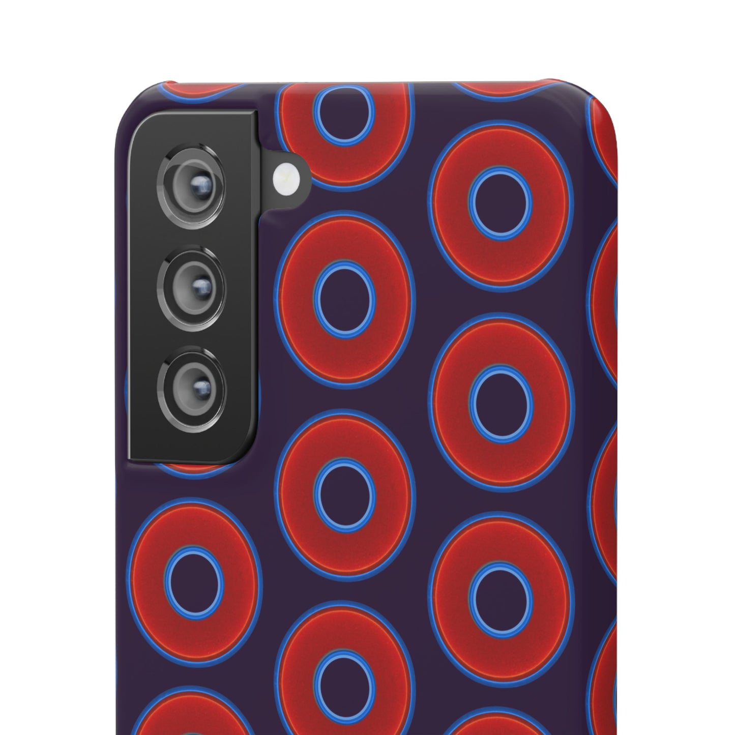 Lumpy Donut Snap Case - red vivid donut print w/midnight purple background