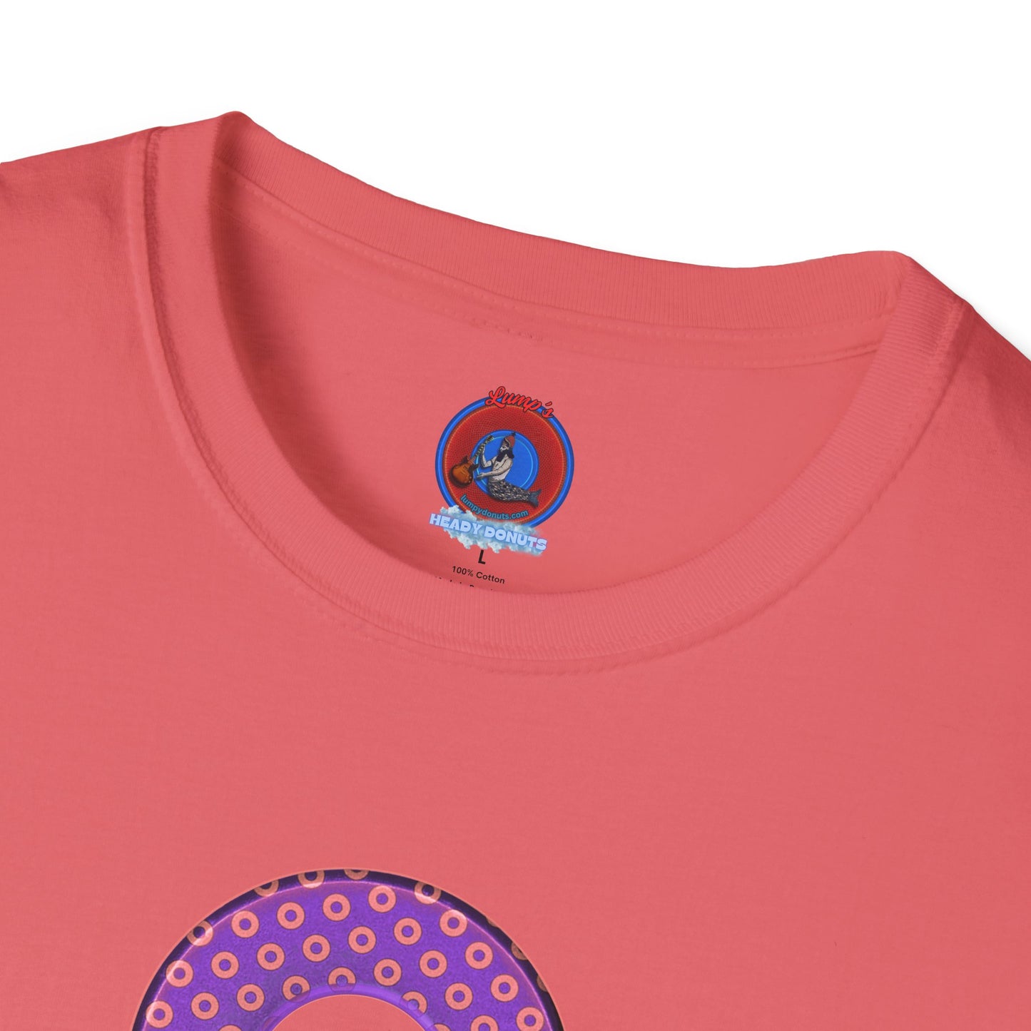 Plain Donuts/Unisex Soft-Style - "Plain Electric Paradoxical Donuts" - light purple/coral donuts