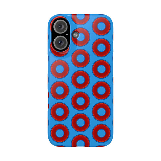 Lumpy Donut Snap Case - red vivid donut print w/sky royal blue background