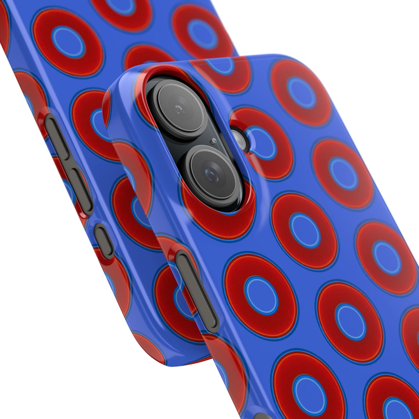 Lumpy Donut Snap Case - red vivid donut print w/royal blue background