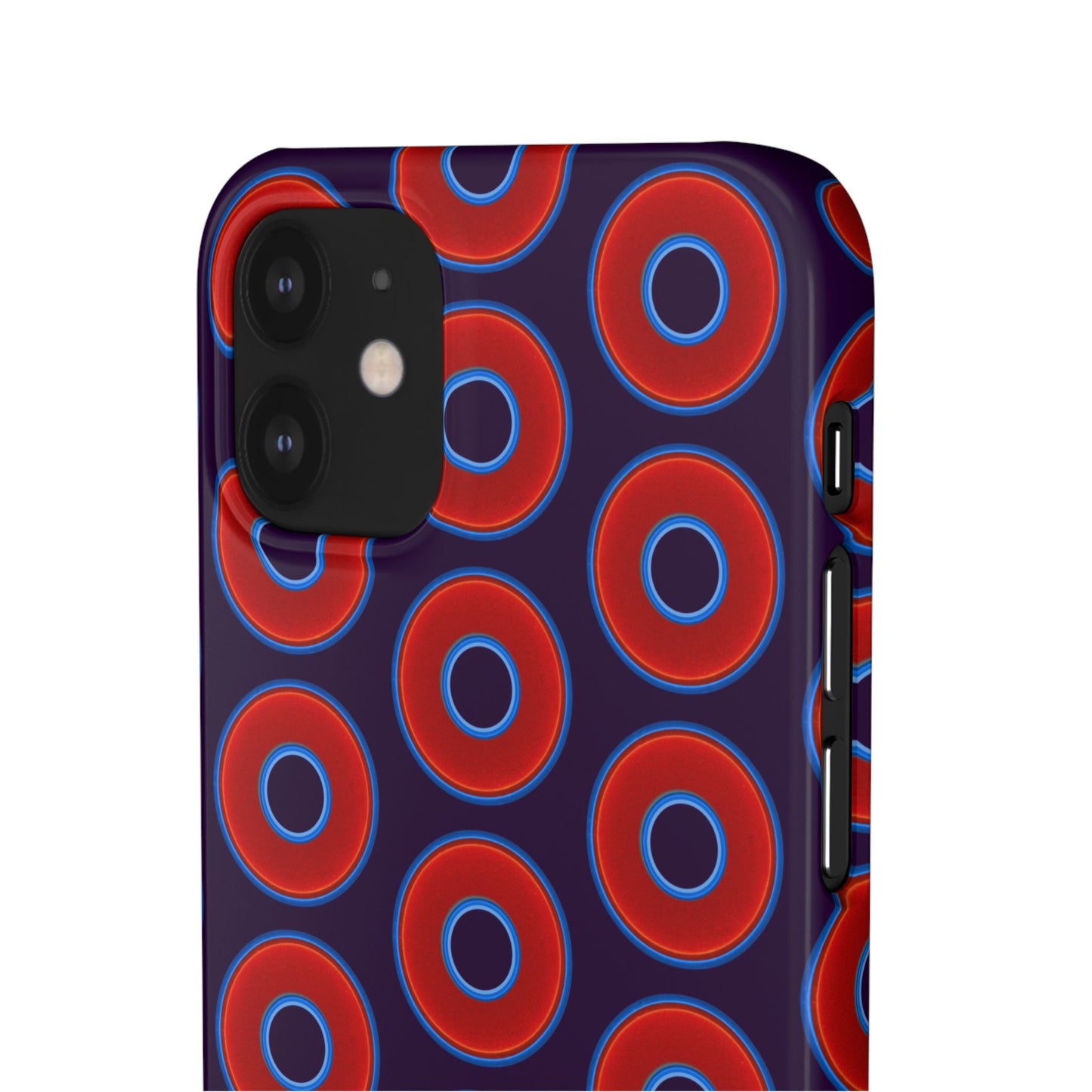 Lumpy Donut Snap Case - red vivid donut print w/midnight purple background