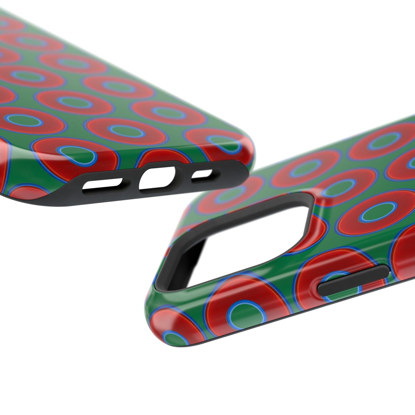 Magnetic Tough Donut Case - red vivid donut print w/green background