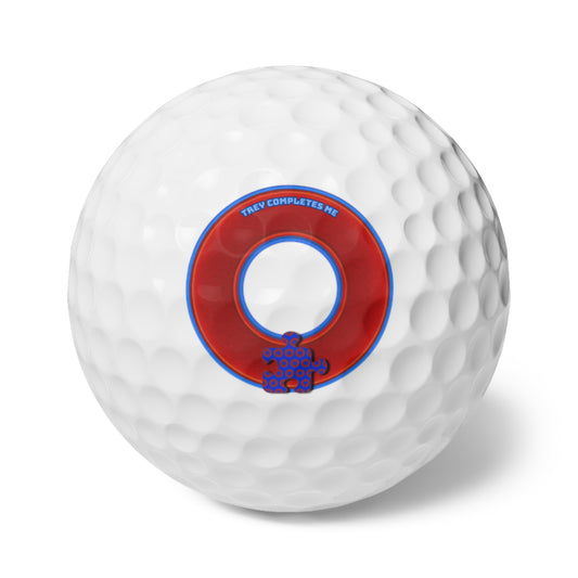 Lumpy Donut Golf Balls - 6-pack - "The Completed Links Golf Ball" - red/blue donut - variant 1