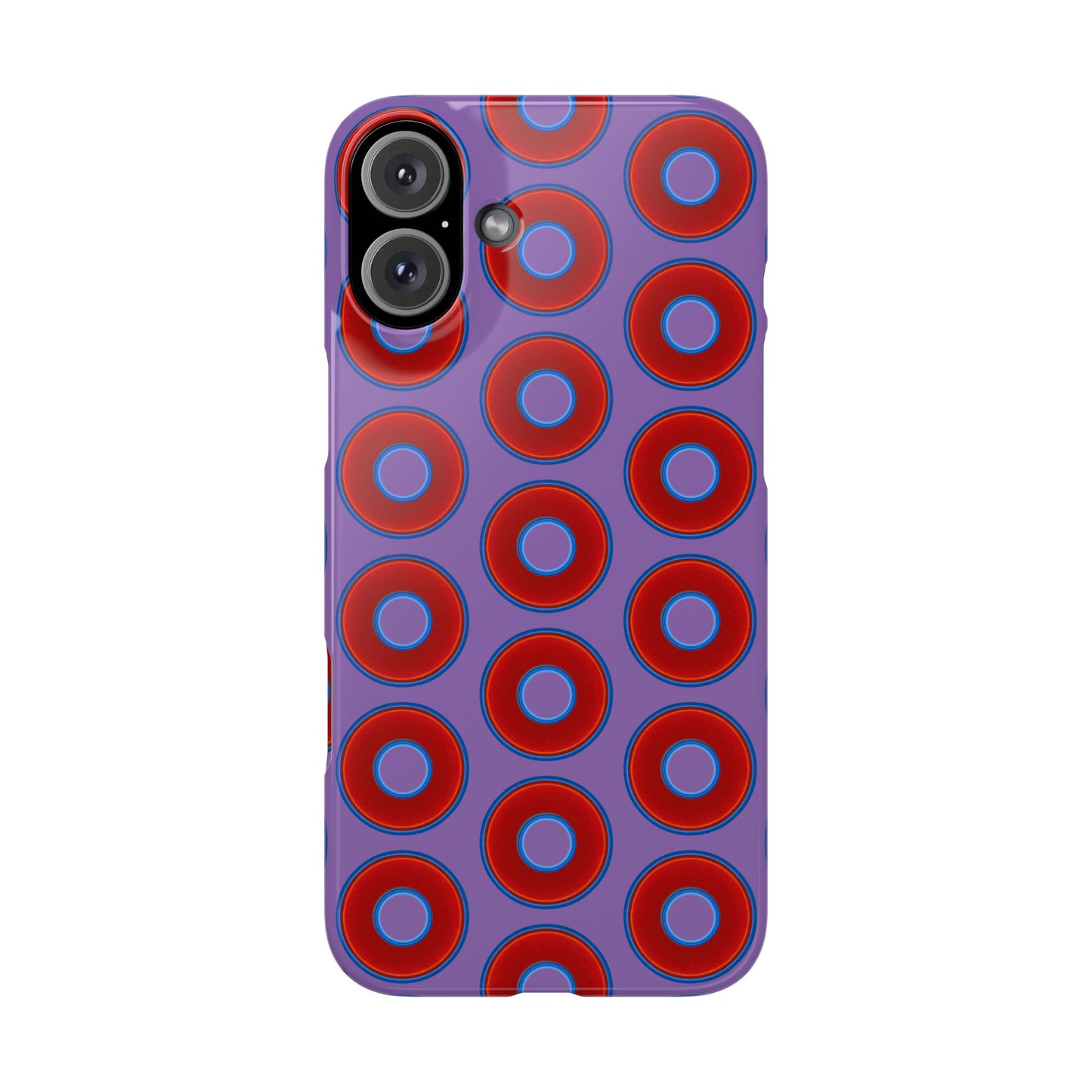Lumpy Donut Snap Case - red vivid donut print w/light purple background
