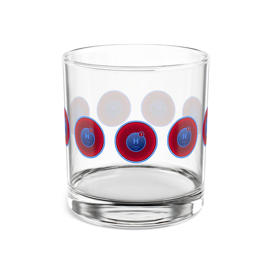 10oz Lumpy Rock Glass - "Liquid Hydrogen Donut" - vivid red/blue donuts