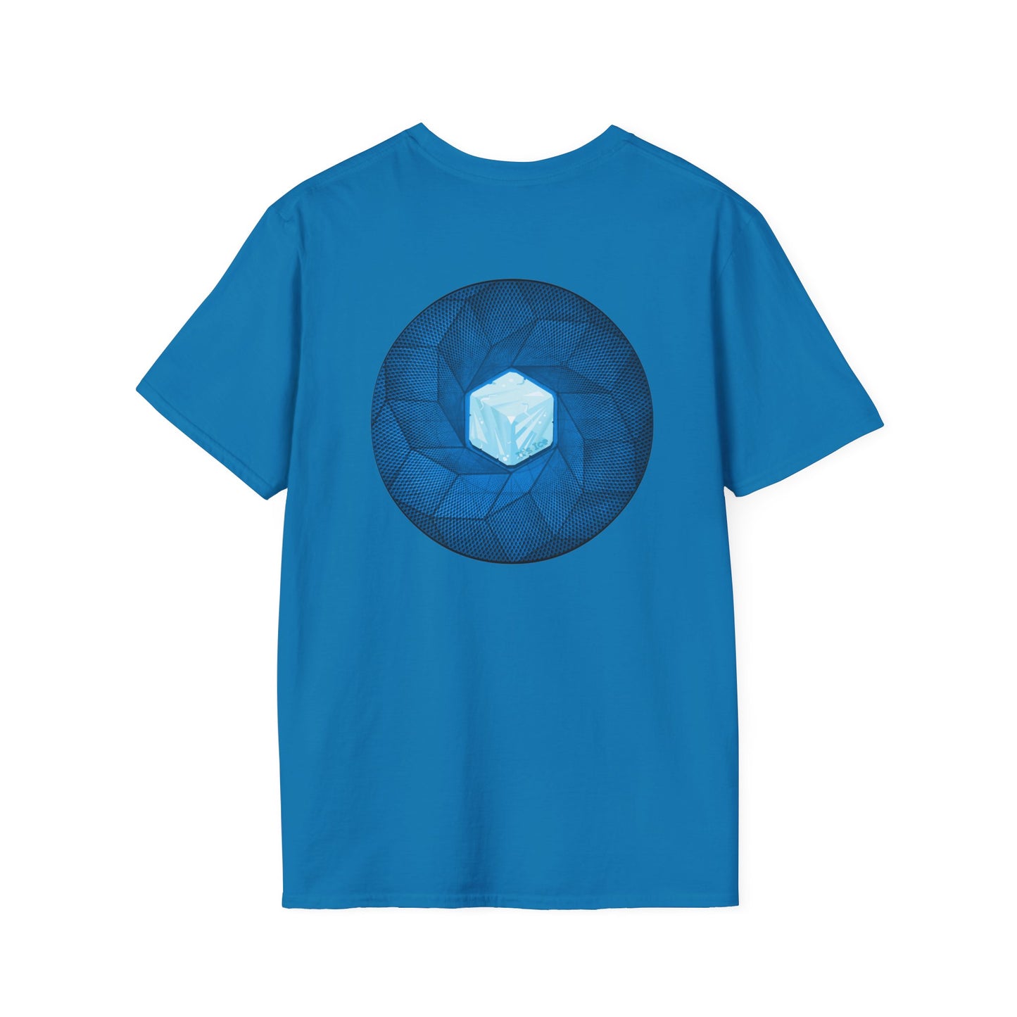 Coffee Traders Tee - Unisex Soft-Style - "Tasty Coffee" - paradoxical donut/cubed blue donut - variant 2 - logo front/It's Ice Cube's back