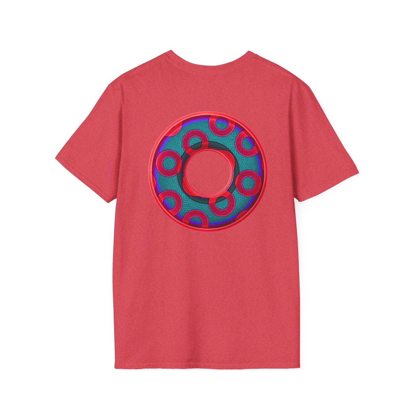 Plain Donuts/Unisex Soft-Style - "Plain Rustic Paradoxical Donuts" - red/steel blue donuts
