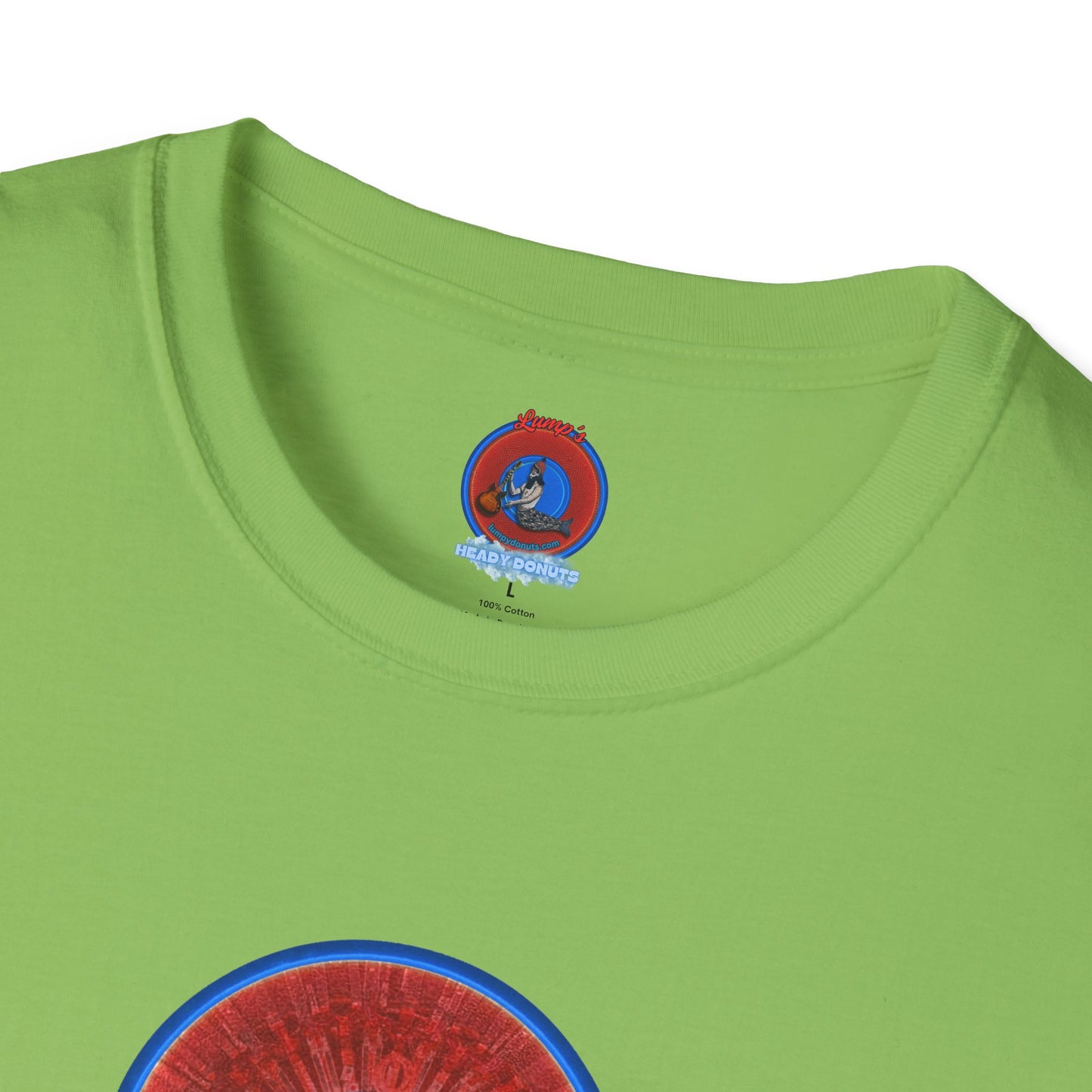 Classic Donut Tee - Unisex Soft-Style - "Graphic Translation Tee Shirt" - vivid red/blue tube donut - variant 1