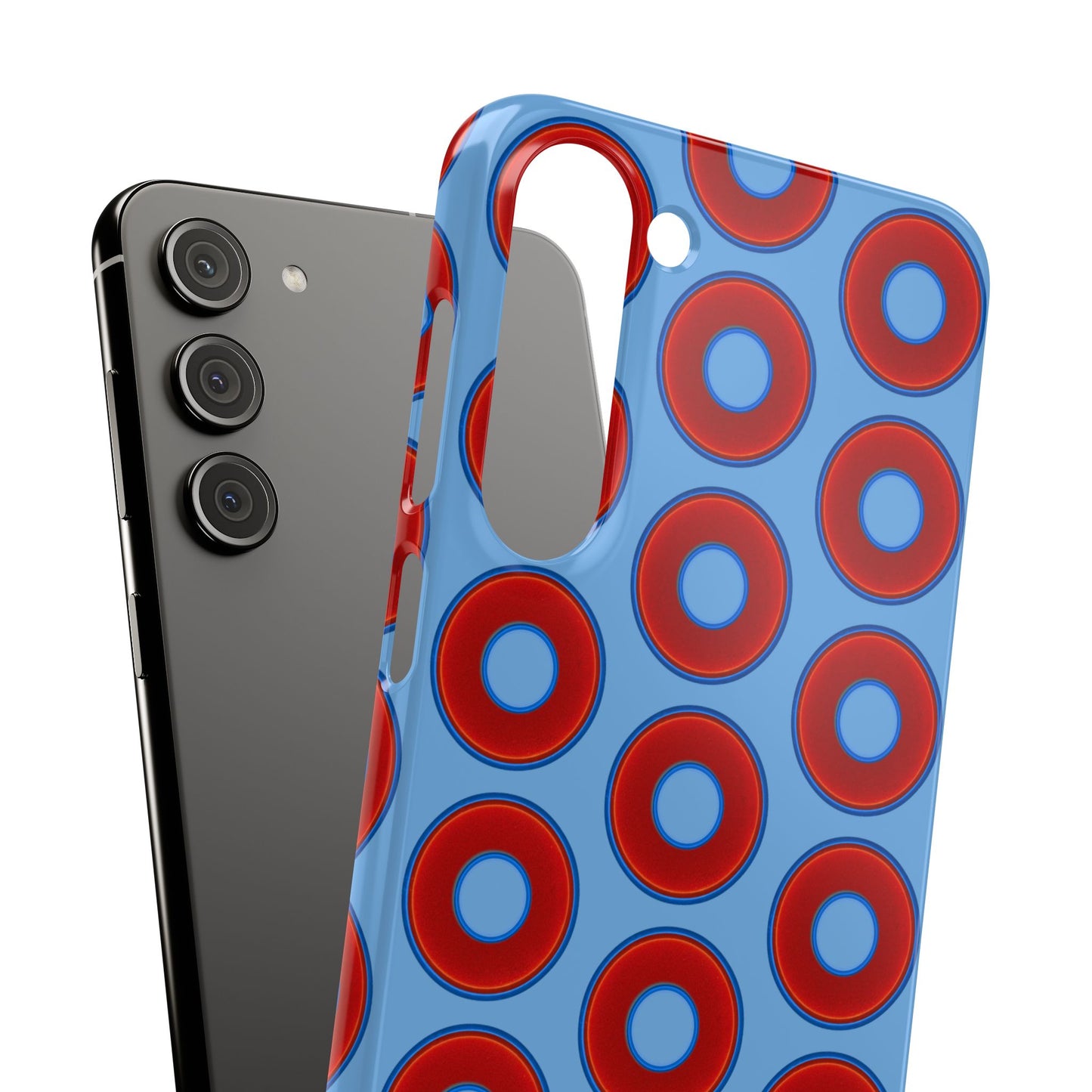 Lumpy Donut Snap Case - red vivid donut print w/light blue background