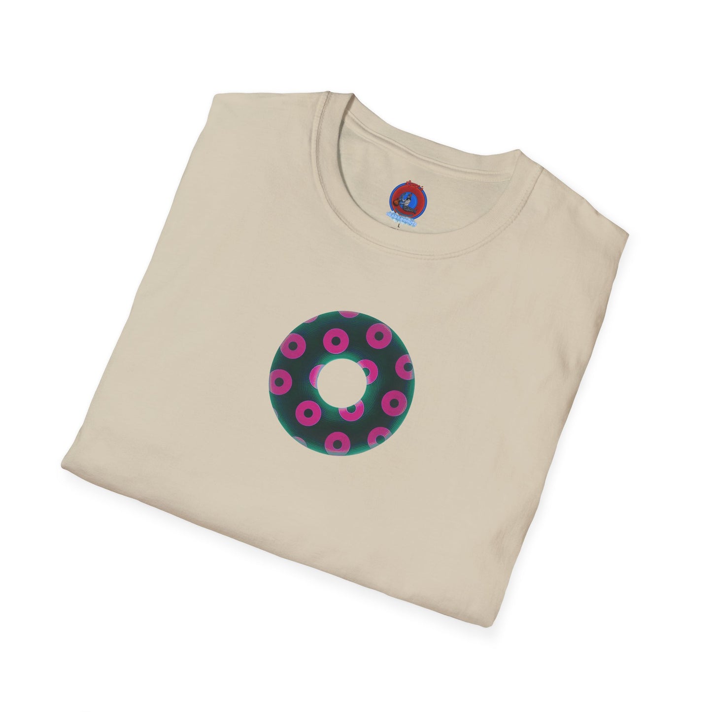Plain Donuts/Unisex Soft-Style - "Plain Blimpy Paradoxical Donuts" - dark green/magenta donuts