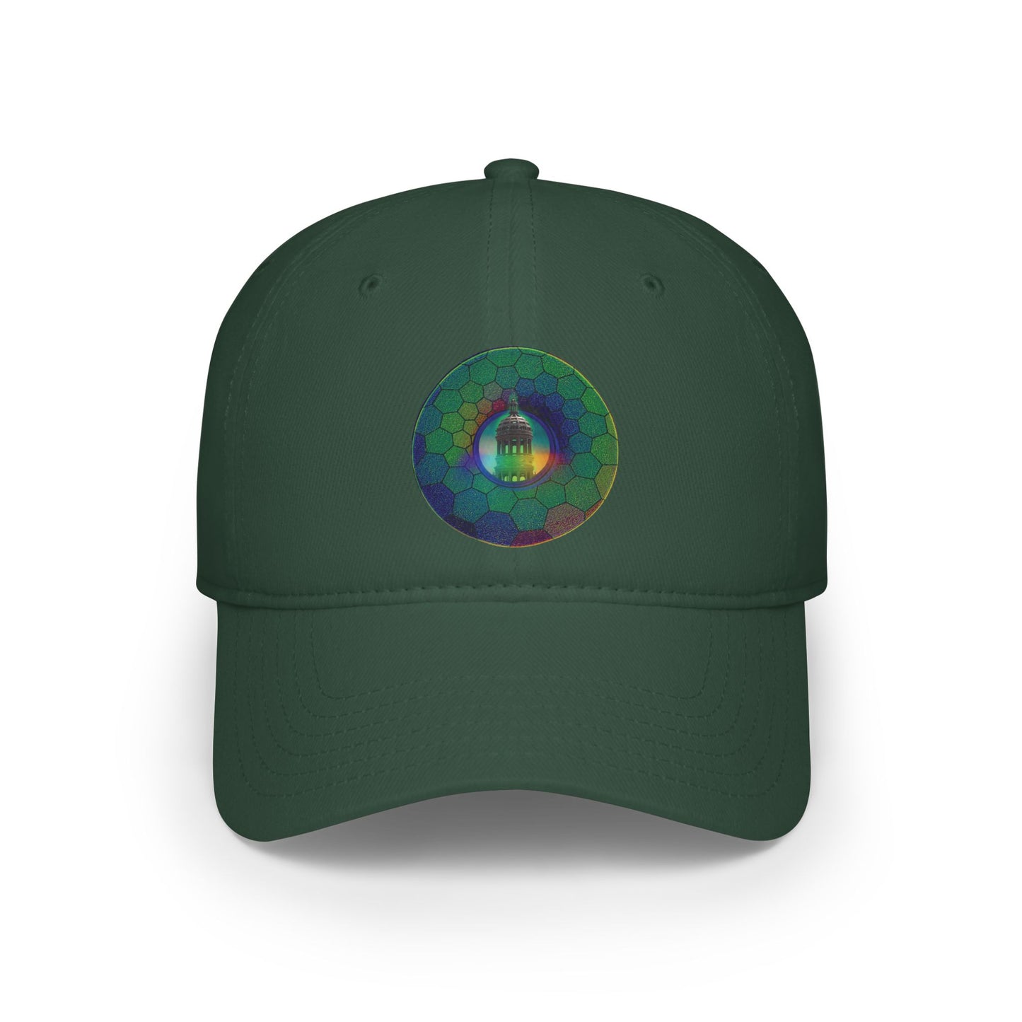 Lumpy Donut Baseball Cap - "Save Mondegreen City Hall" - variant 2 - green hexadonut w/
