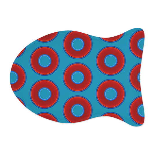 Wendy's Lumpy Pet Feed Mat - vivid red donuts w/aquamarine blue background