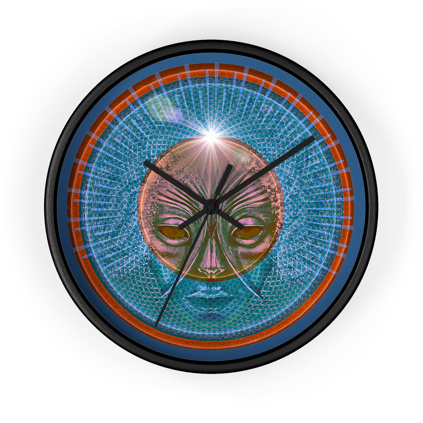 Lumpy Wall Clock - "Conjurers of Awesome" - variant 2 - rustic red/blue donut w/light navy blue background