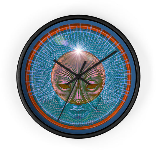 Lumpy Wall Clock - "Conjurers of Awesome" - variant 2 - rustic red/blue donut w/light navy blue background