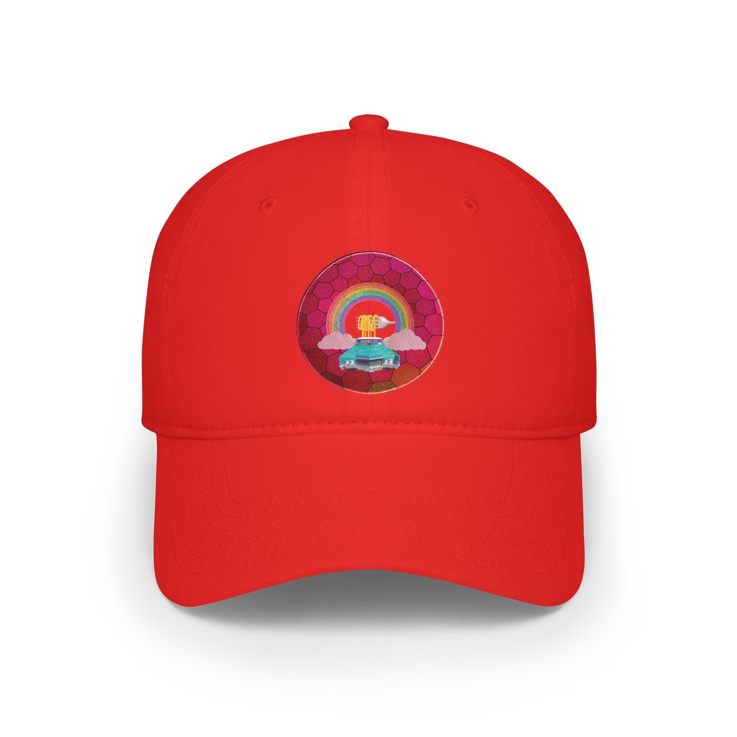 Lumpy Donut Baseball Cap - "Caddy Spaghetti Incident Donut Cap" - variant 3 - magenta hexadonut w/