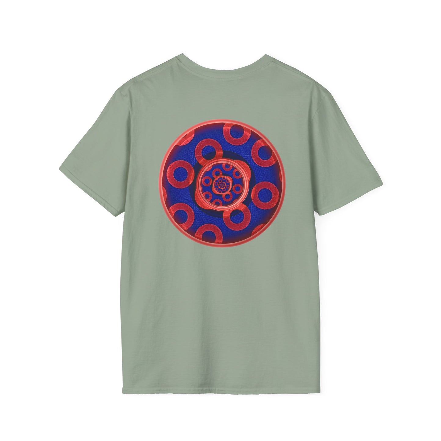Classic Donut Tee - Unisex Soft-Style - "Kaleidoscope Abyss of Donut" - paradoxical print - variant 2 - series 1.0 - donut vortex - red/blue