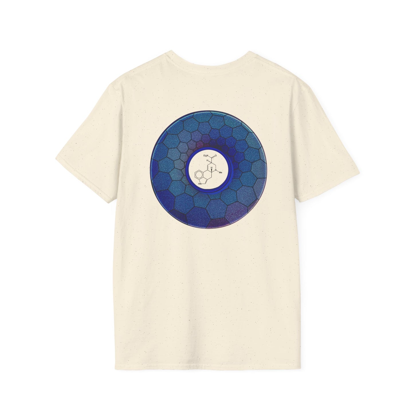 Classic Donut Tee - Unisex Soft-Style - "Dr. Albert Hofmann's Favorite Donut" - series 1.0  - variant 2 - blue hexadonut