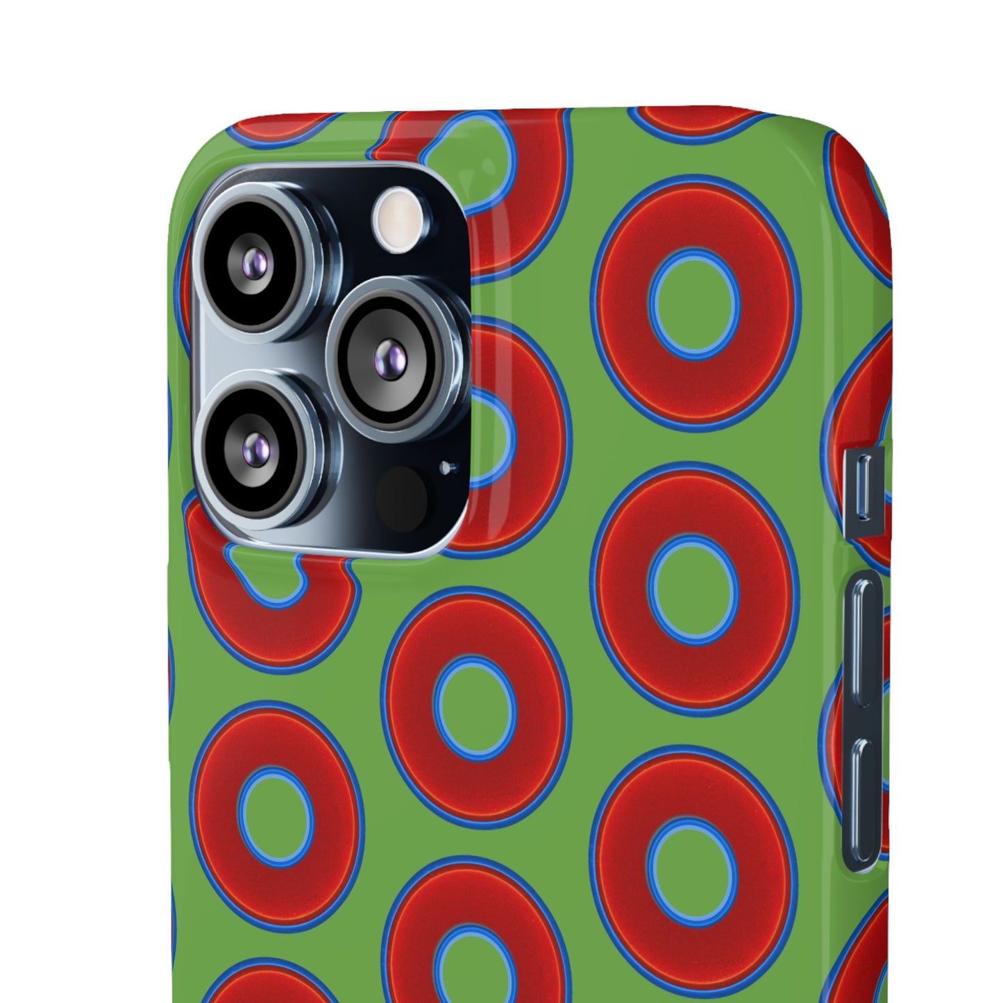<Lumpy Donut Snap Case - red vivid donut print w/light green background