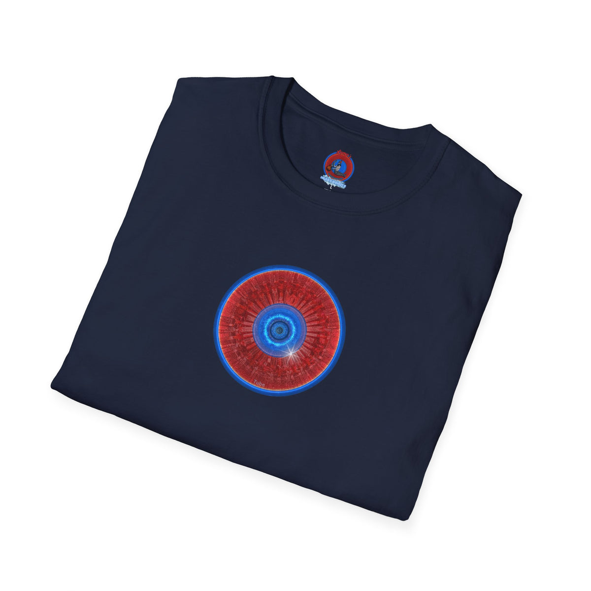Classic Donut Tee - Unisex Soft-Style - "Graphic Translation Tee Shirt" - vivid red/blue tube donut - variant 1