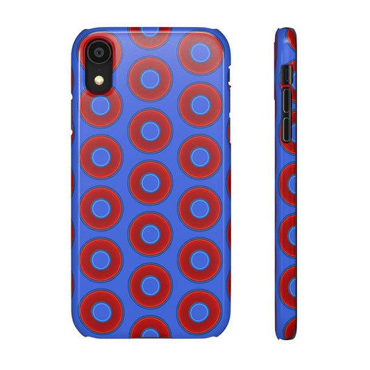 Lumpy Donut Snap Case - red vivid donut print w/royal blue background