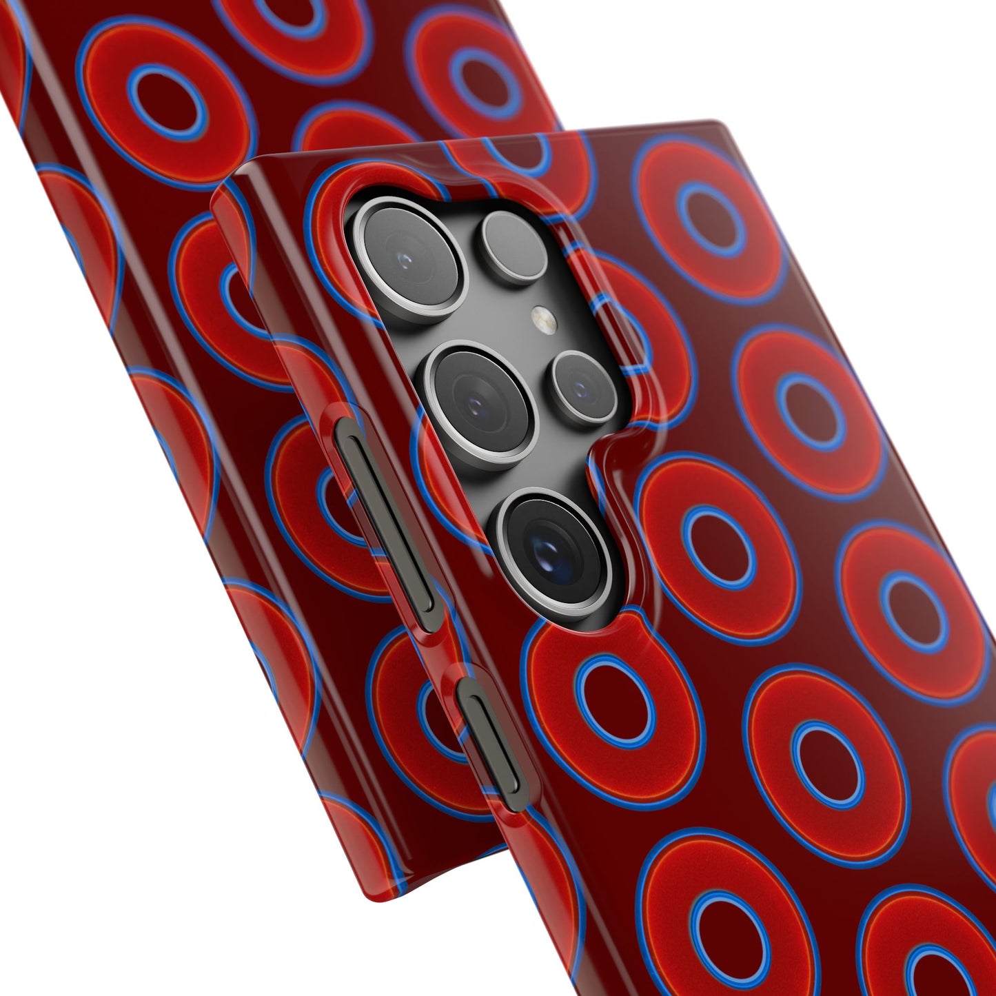 Lumpy Donut Snap Case - red vivid donut print w/dark red background