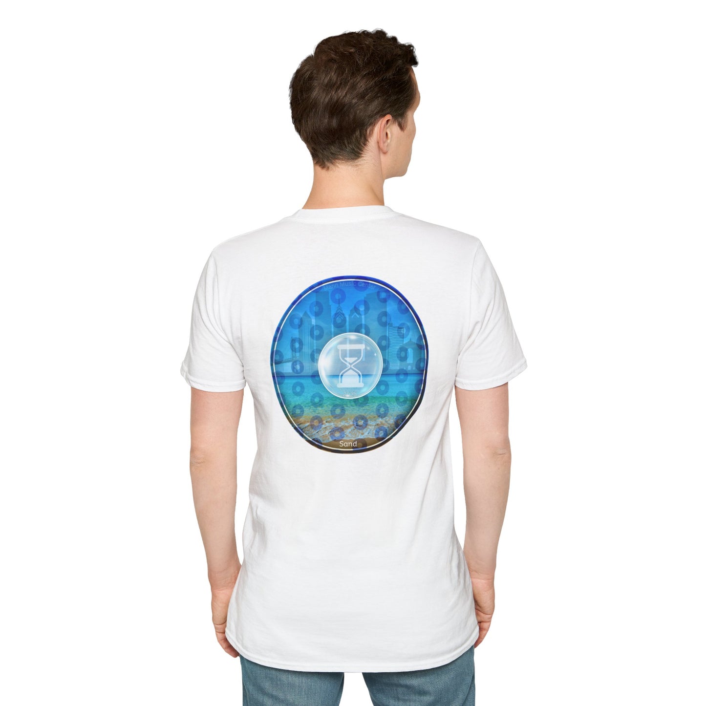 Classic Donut Tee - Unisex Soft-Style - "Philly Special: Still Loading Sand" - vivid blue paradoxical pic donut - variant 2
