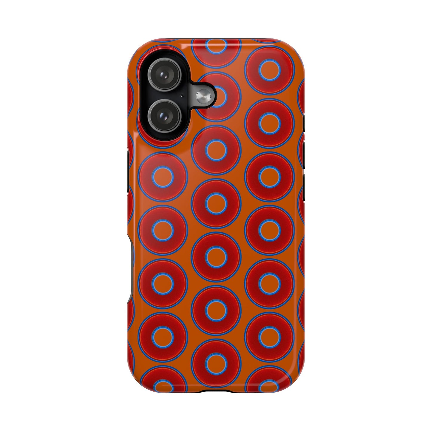 Magnetic Tough Donut Case - red vivid donut print w/dark orange background
