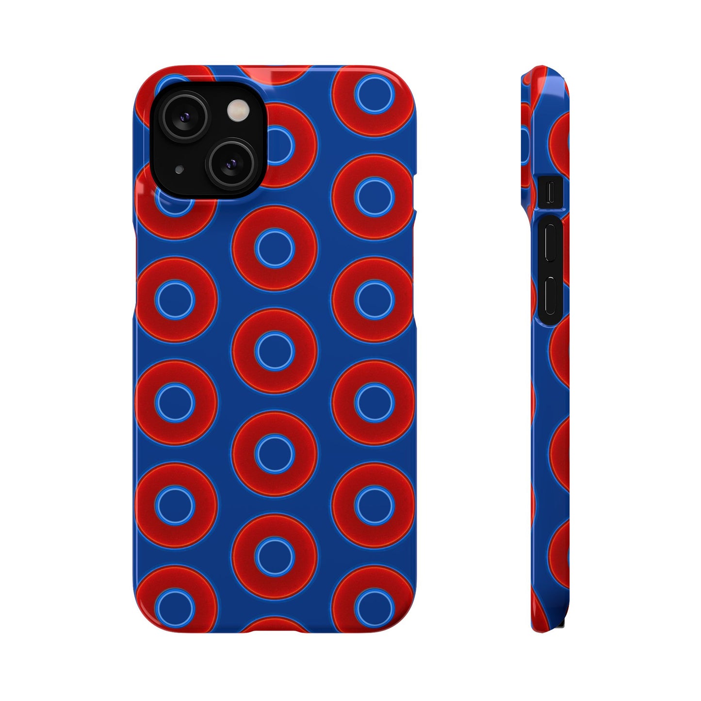 Lumpy Donut Snap Case - red vivid donut print w/dark blue background