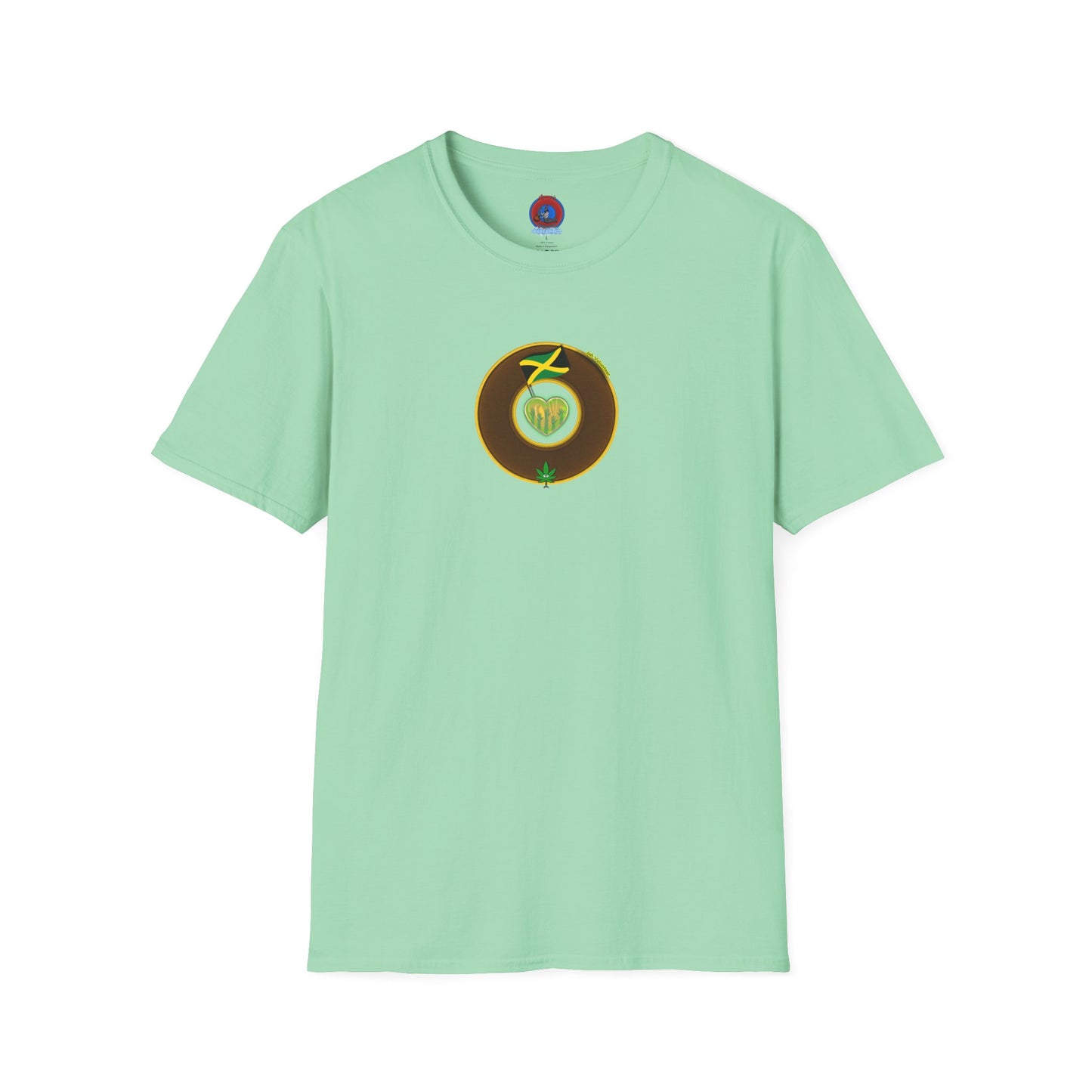 Classic Donut Tee - Unisex Soft-Style - "Jah Volunteers Protect Jah Love... and donuts!" - vivid brown/gold donut