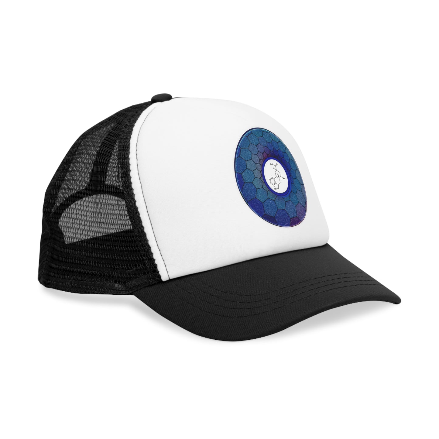 Lumpy Trucker Hat - "Albert Hofman's Donut" - variant 2 - blue hexadonut