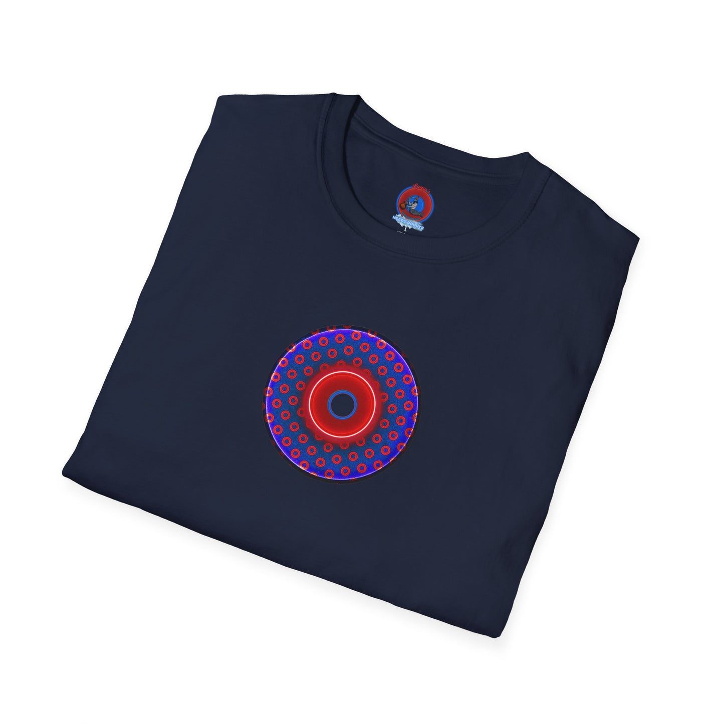 Classic Donut Tee - Unisex Soft-Style - "Vivid Donut inside a Paradox Donut" - blue/red electric paradox donut - variant 1