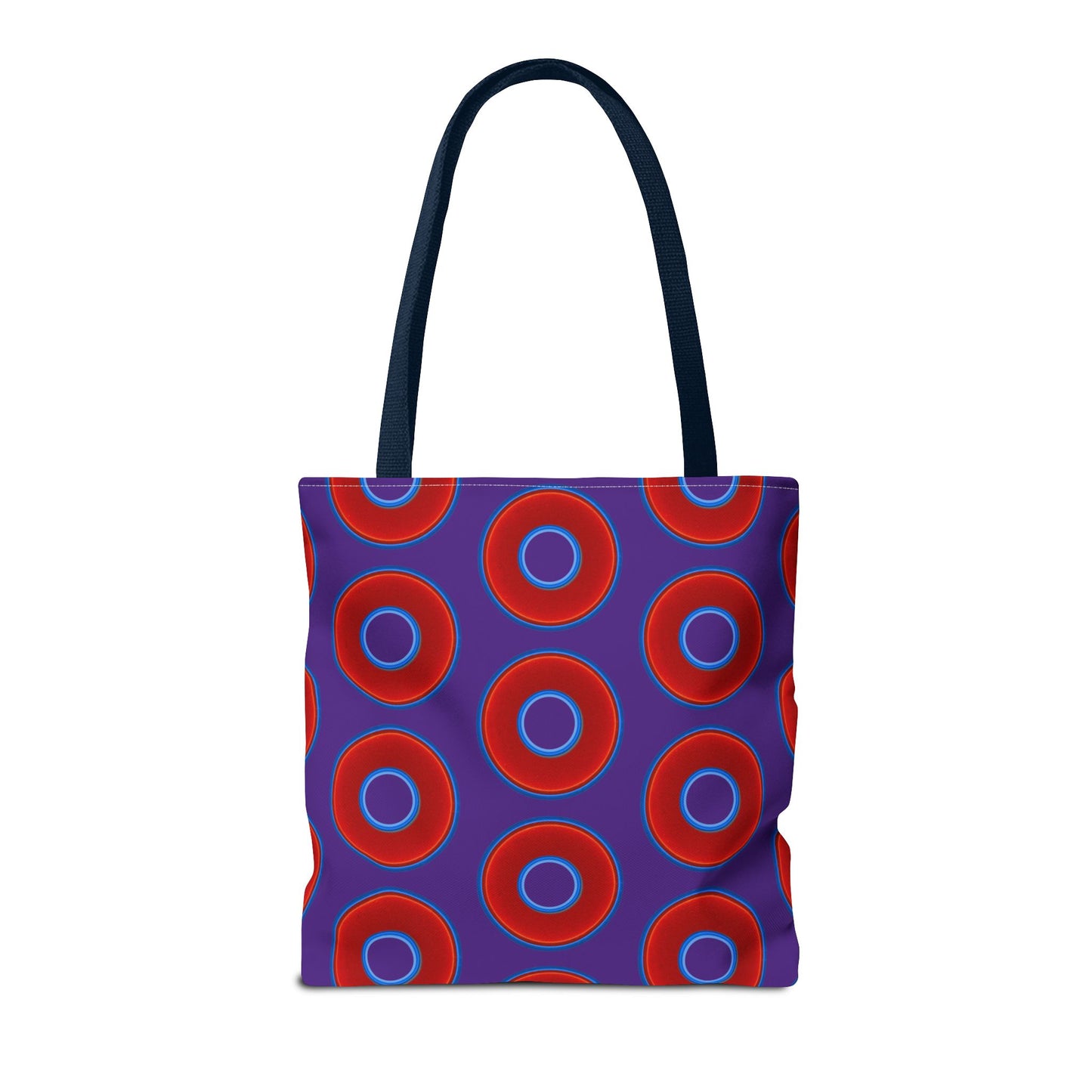 Lumpy Beach/Tote Bag - red vivid donuts w/dark purple background