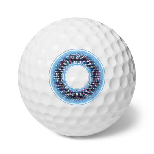 Lumpy Donut Golf Balls - 6-pack - "Plain/Abstract Donut" - light blue/multicolored microdot donut